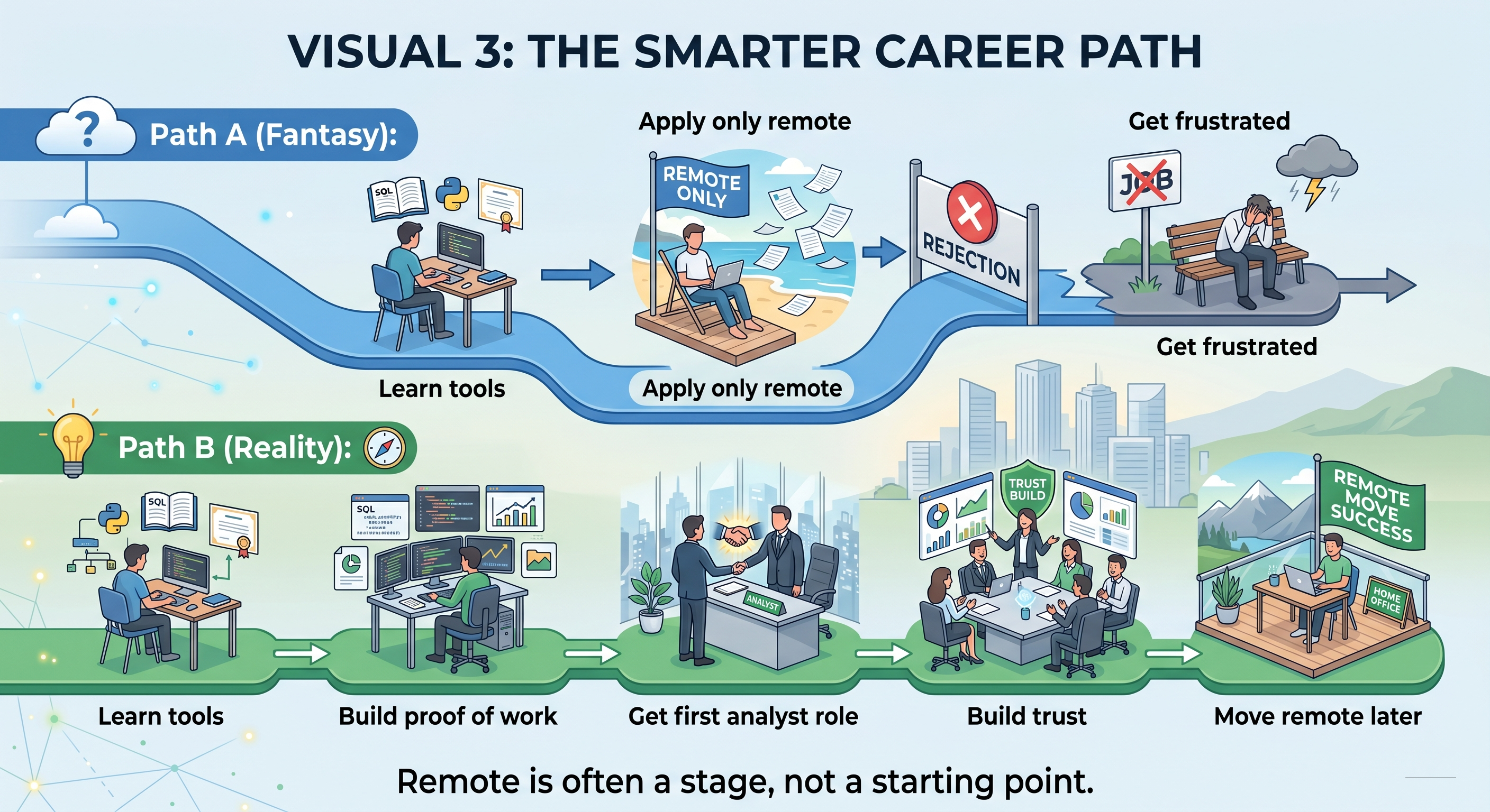 Remote is often a stage, not a starting point.