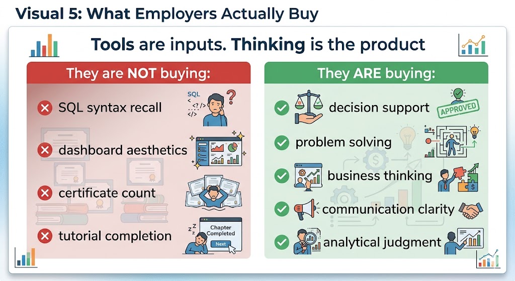 Tools are inputs. Thinking is the product.